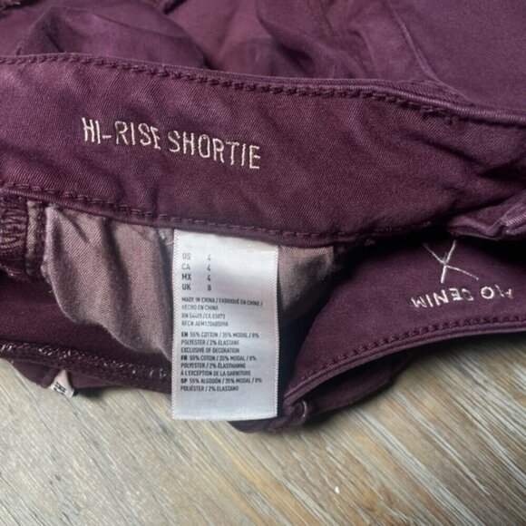 American Eagle 4 Hi-Rise Shortie Denim Stretch Shorts Burgundy Summer Boho Beach - Picture 5 of 5